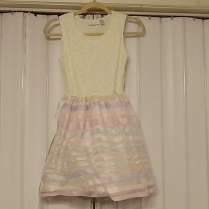Place Girls 14 White Striped Sleeveless Dress